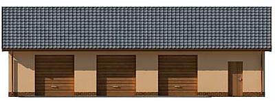 G217 garaż trzystanowiskowy z pomieszczeniami gospodarczymi elewacja