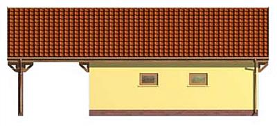 G118 garaż dwustanowiskowy z wiatą i pomieszczeniem gospodarczym elewacja