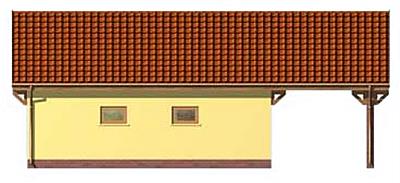 G118 garaż dwustanowiskowy z wiatą i pomieszczeniem gospodarczym elewacja