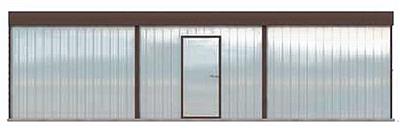 GB7 projekt garażu blaszanego dwustanowiskowego z pomieszczeniem gosp. elewacja