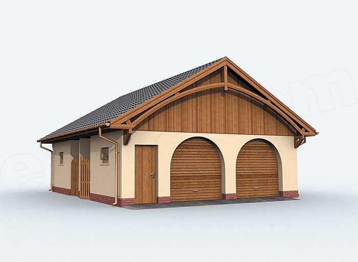 Projekt domu G143 garaż dwustanowiskowy z pomieszczeniem gospodarczym