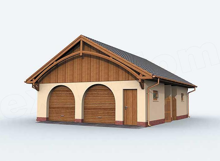 Projekt domu G143 garaż dwustanowiskowy z pomieszczeniem gospodarczym