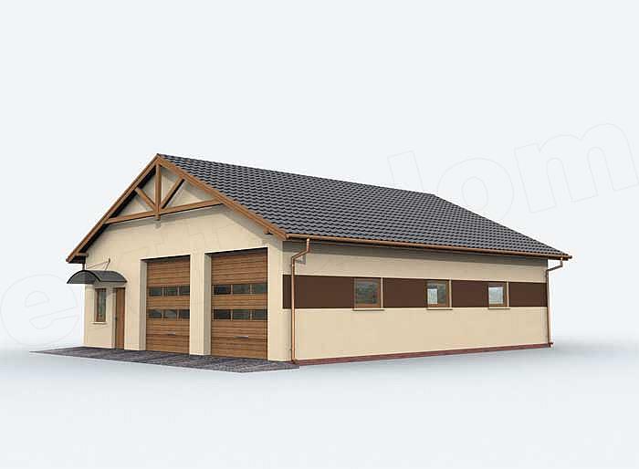 Projekt domu G163 garaż czterostanowiskowy z pomieszczeniami gospodarczymi