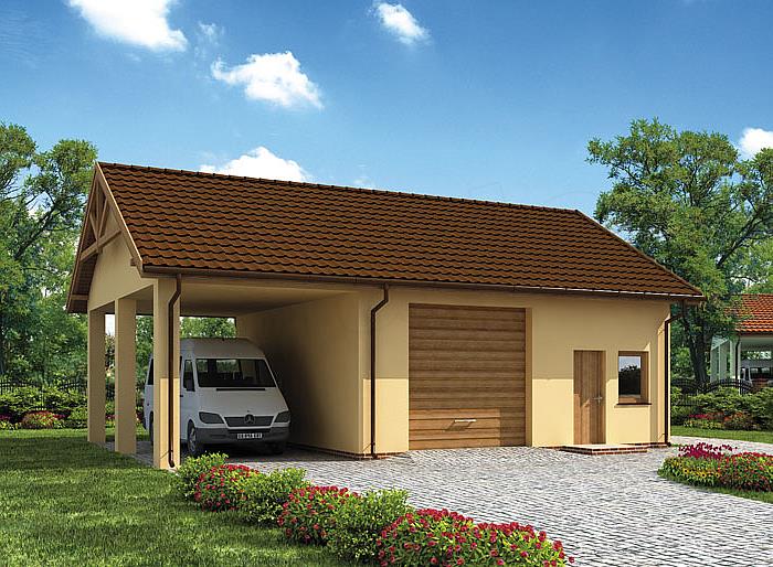 Projekt domu G213 garaż dwustanowiskowy z pomieszczeniami gospodarczymi