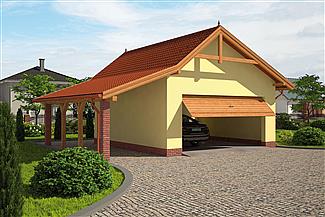 Projekt domu G66 garaż dwustanowiskowy z wiatą