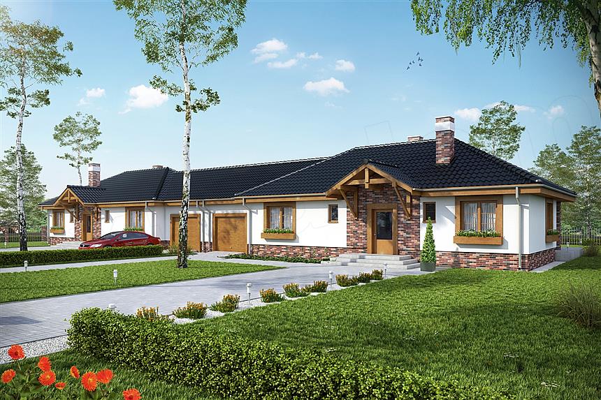Projekt domu Filipek z garażem 1-st. bliźniak [A-BL]