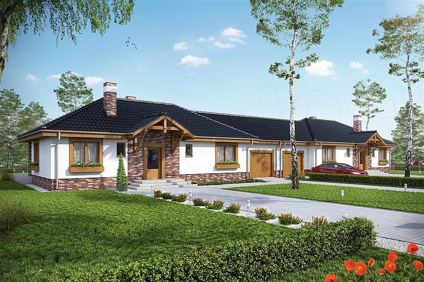 Projekt domu Filipek z garażem 1-st. bliźniak [A-BL]