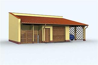 Projekt domu G120 garaż dwustanowiskowy z wiatą