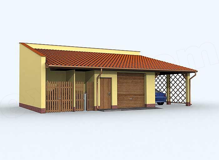 Projekt domu G120 garaż dwustanowiskowy z wiatą
