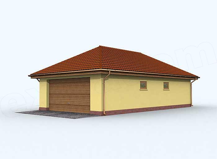 Projekt domu G124 garaż trzystanowiskowy z pomieszczeniem gospodarczym