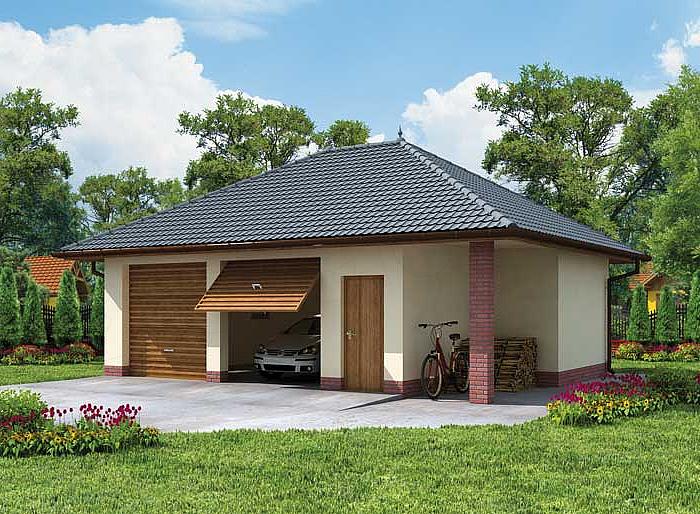 Projekt domu G33 garaż dwustanowiskowy z pomieszczeniem gospodarczym