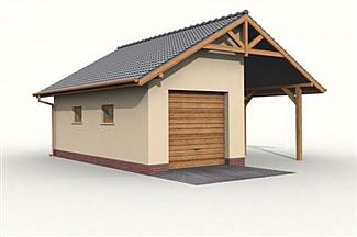 Projekt domu G31 garaż jednostanowiskowy z wiatą samochodową