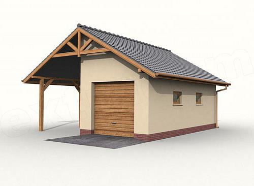 Projekt domu G31 garaż jednostanowiskowy z wiatą samochodową