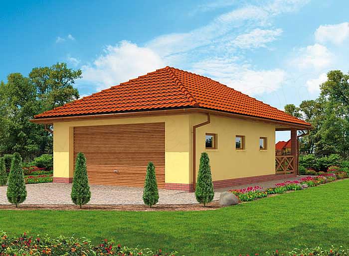 Projekt domu G60 garaż dwustanowiskowy z pomieszczeniem gospodarczym