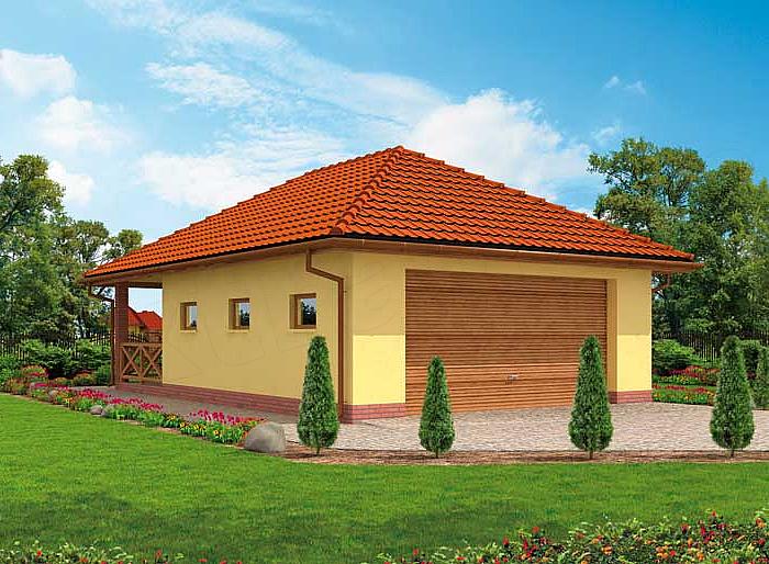 Projekt domu G60 garaż dwustanowiskowy z pomieszczeniem gospodarczym