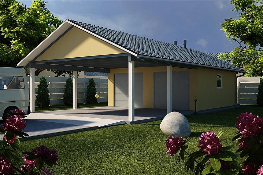Projekt domu G30 - Budynek garażowy z wiatą
