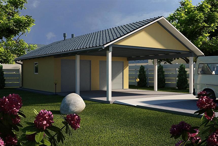 Projekt domu G30 - Budynek garażowy z wiatą