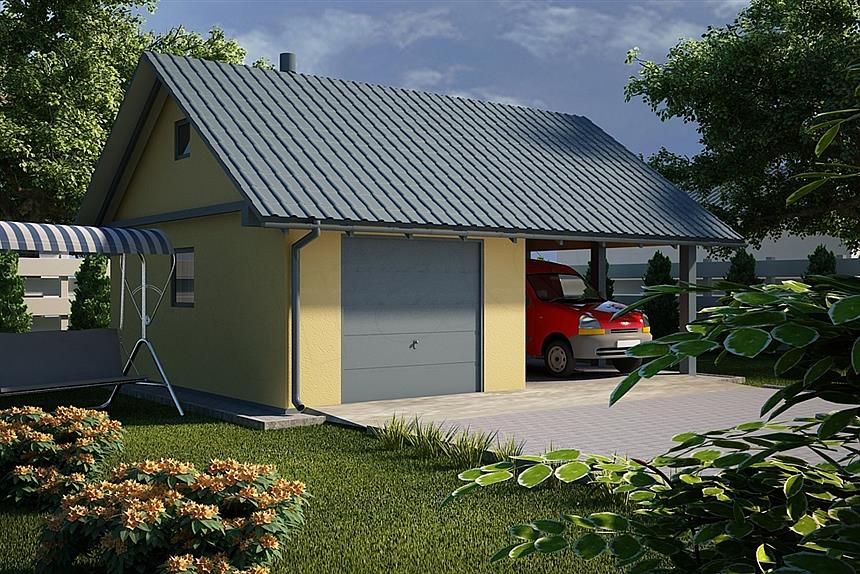 Projekt domu G20 - Budynek garażowy z wiatą