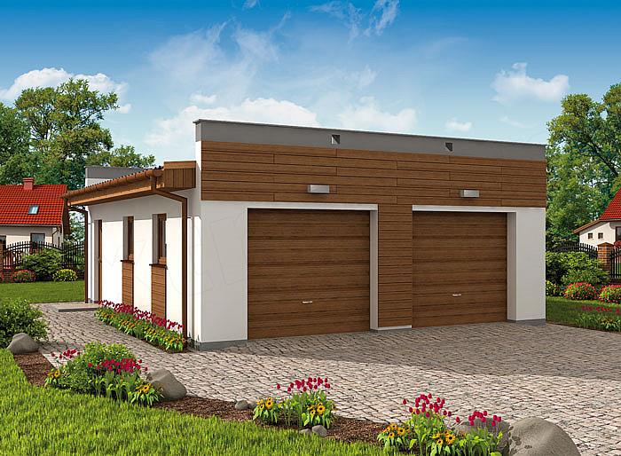 Projekt domu G1a2 garaż dwustanowiskowy z pomieszczeniem gospodarczym