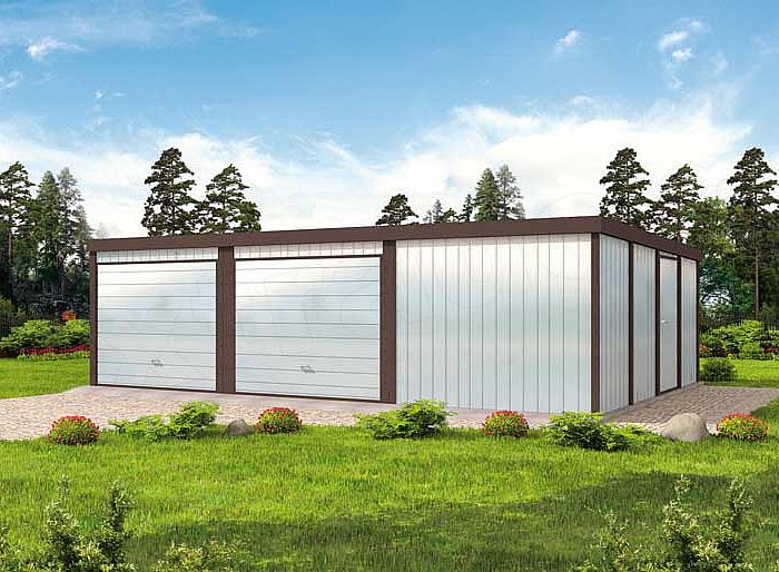 Projekt domu GB7 projekt garażu blaszanego dwustanowiskowego z pomieszczeniem gosp.