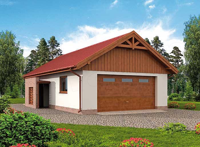 Projekt domu G273 garaż dwustanowiskowy z pomieszczeniem gospodarczym
