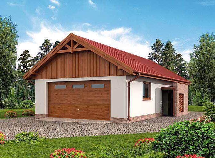 Projekt domu G273 garaż dwustanowiskowy z pomieszczeniem gospodarczym