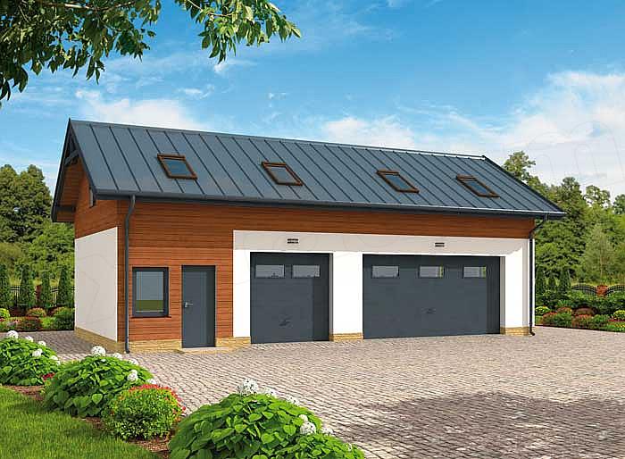 Projekt domu G299 garaż trzystanowiskowy z pomieszczeniem gospodarczym i poddaszem użytkowym