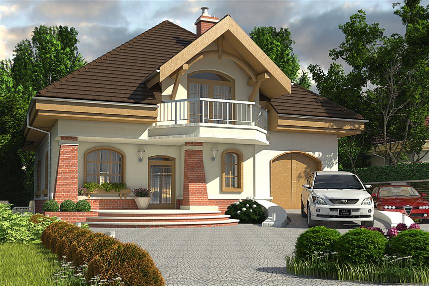 Projekt domu Dzierlatka z garażem 1-st. [A]