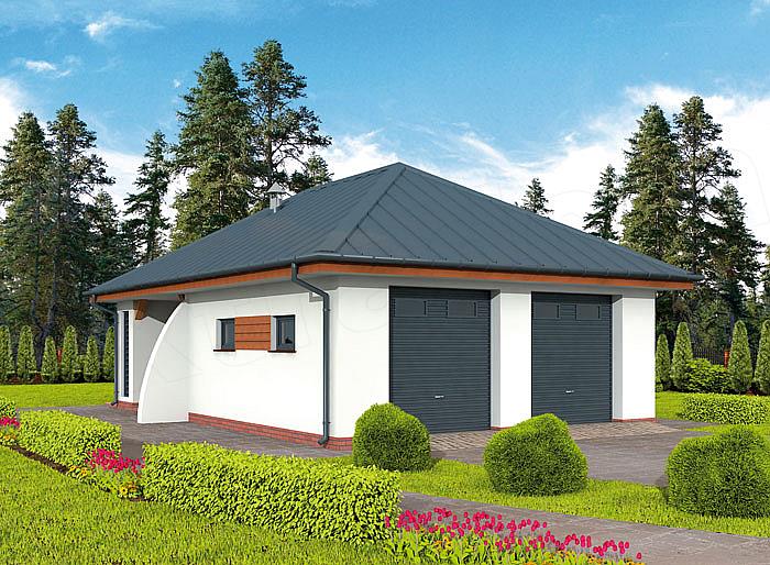 Projekt domu G320 garaż dwustanowiskowy z pomieszczeniem gospodarczym i altaną