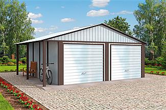 Projekt domu GB23 garaż blaszany dwustanowiskowy