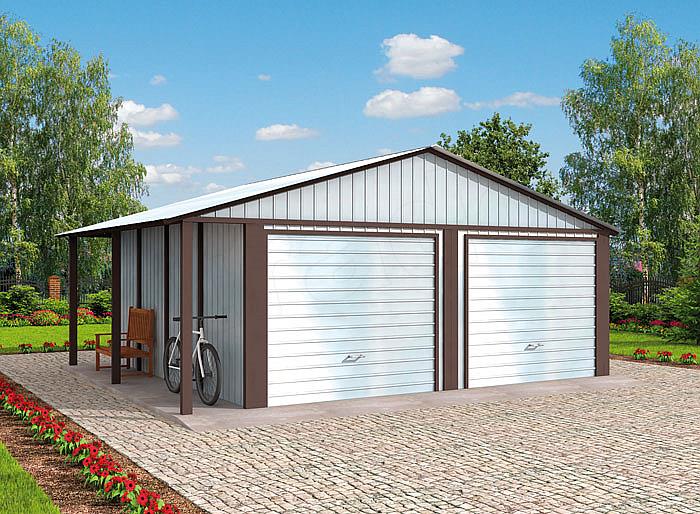 Projekt domu GB23 garaż blaszany dwustanowiskowy