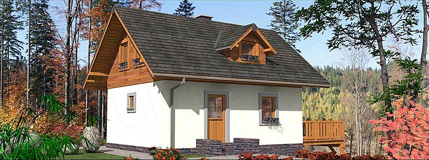 Projekt domu L-87 Dom modrzewiowa szkieletowy