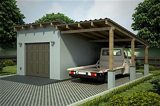 Projekt domu G82 - Budynek garażowy z wiatą