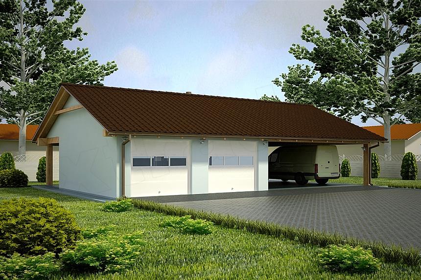 Projekt domu G94 - Budynek garażowy z wiatą