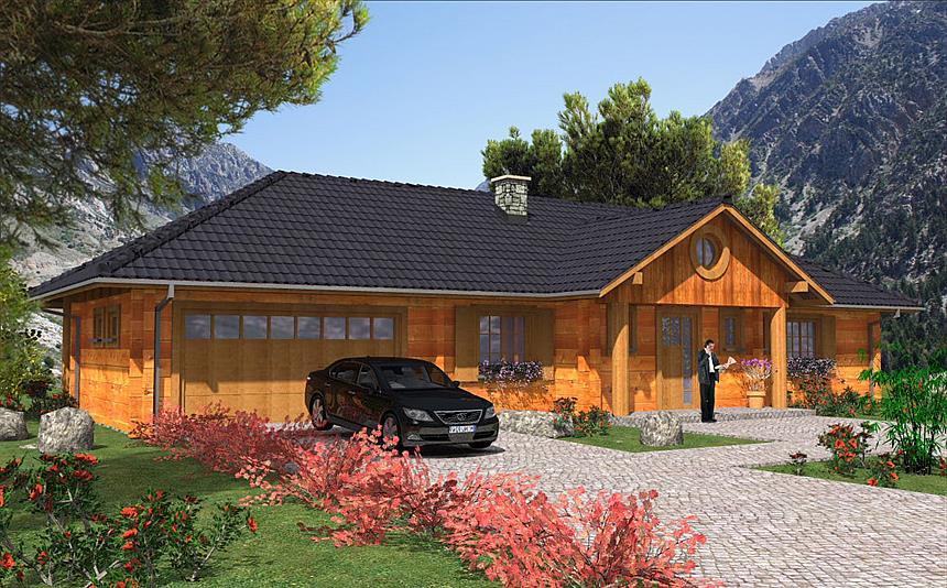 Projekt domu A-105 Dom bociania z bali