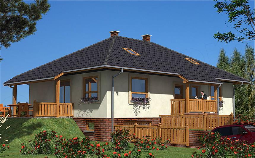 Projekt domu A-110 Dom kasztanowa szkieletowy