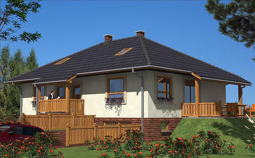 Projekt domu A-110 Dom kasztanowa szkieletowy