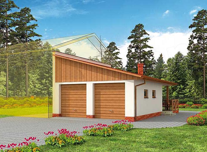 Projekt domu GP12 garaż dostawiany dwustanowiskowy z werandą