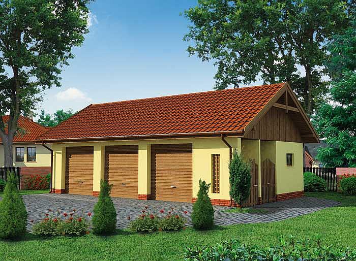 Projekt domu G166 garaż trzystanowiskowy