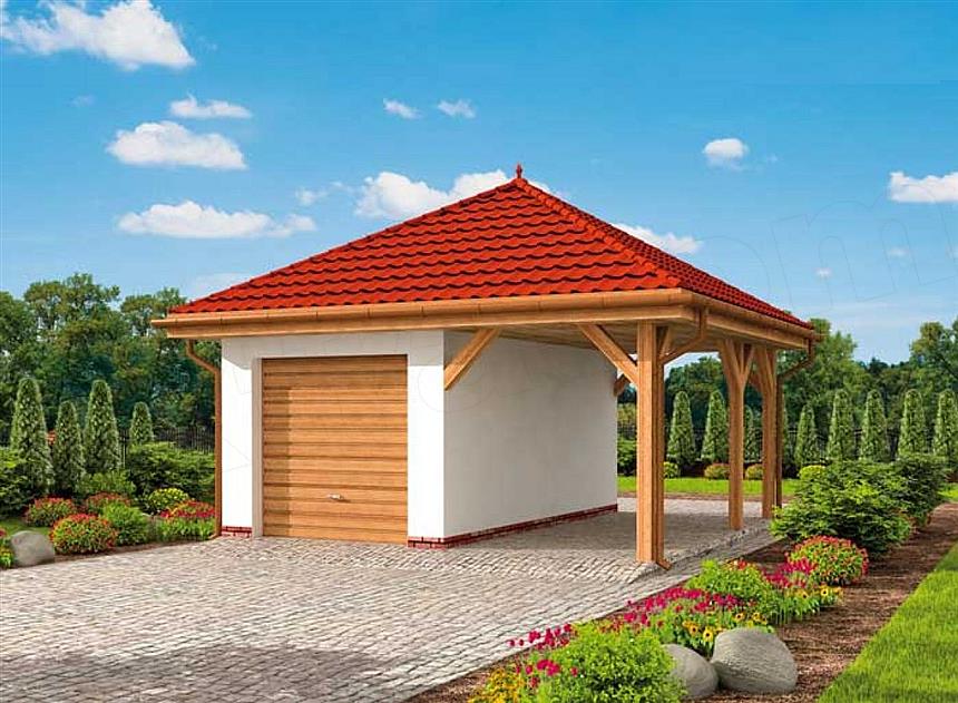 Projekt domu G266 garaż jednostanowiskowy z wiatą