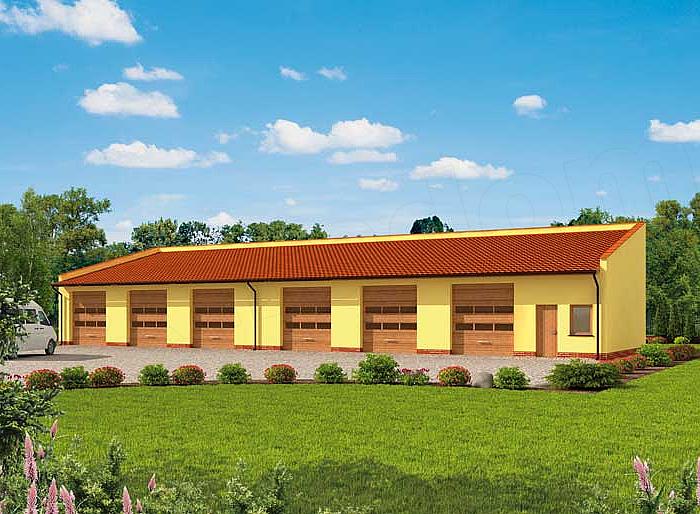 Projekt domu G271 garaż sześciostanowiskowy z pomieszczeniami gospodarczymi