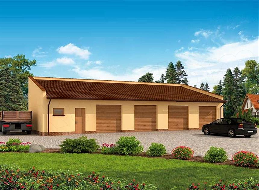 Projekt domu G268 garaż czterostanowiskowy z pomieszczeniem gospodarczym
