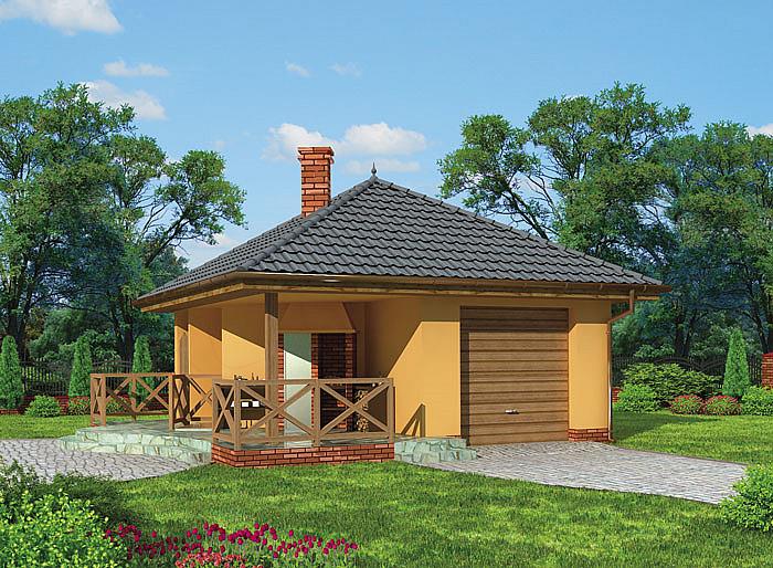 Projekt domu G183 garaż jednostanowiskowy z wędzarnikiem