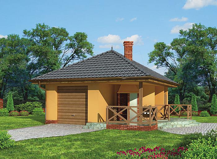 Projekt domu G183 garaż jednostanowiskowy z wędzarnikiem