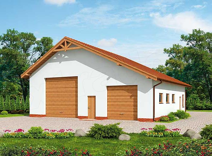 Projekt domu G235 garaż dwustanowiskowy z pomieszczeniem gospodarczym