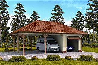 Projekt domu G249 garaż jednostanowiskowy z wiatą