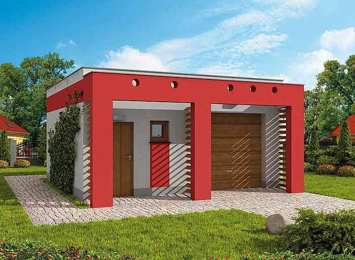 Projekt domu G73A garaż jednostanowiskowy z pomieszczeniem gospodarczym