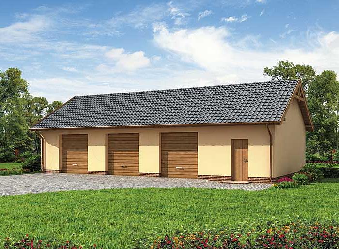 Projekt domu G217 garaż trzystanowiskowy z pomieszczeniami gospodarczymi