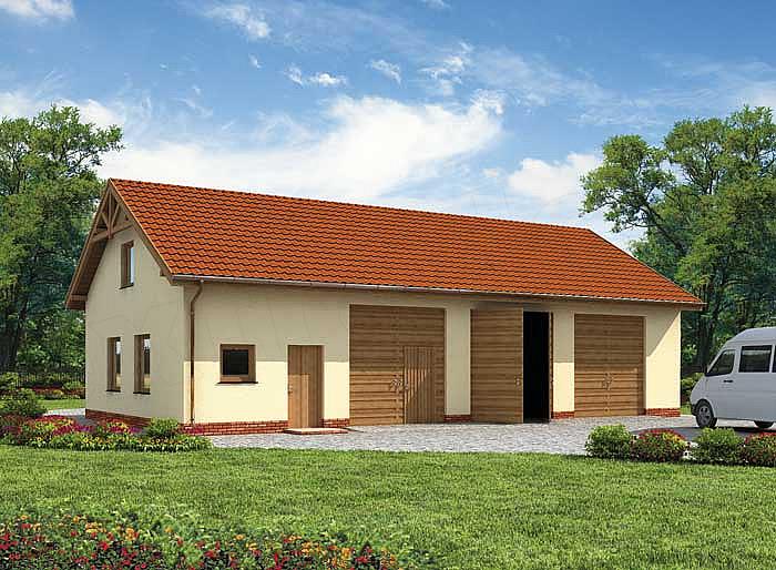 Projekt domu G206 garaż trzystanowiskowy z pomieszczeniami gospodarczymi