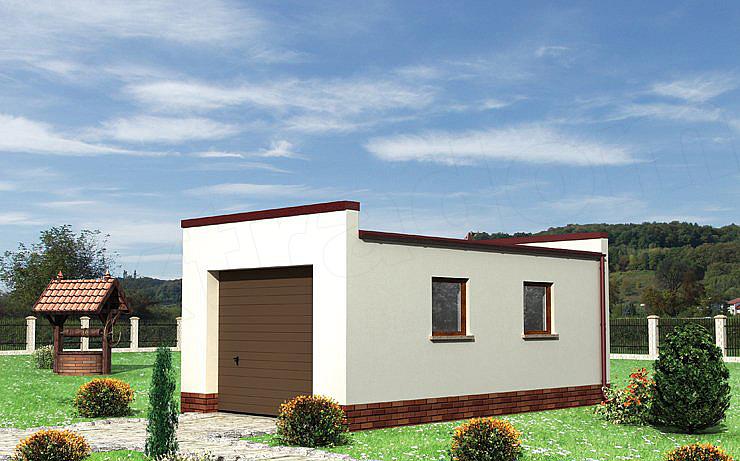 Projekt domu Garaż 08 - murowana – beton komórkowy